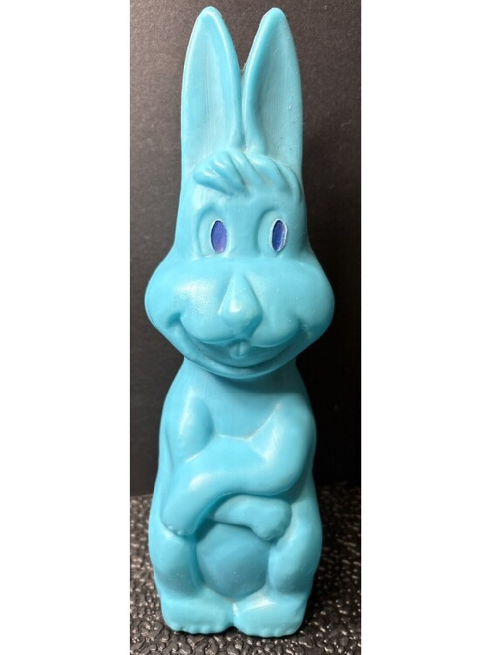 Vintage Blow Mold 1960’s Light Blue Bunny Coin Bank Easter Rabbit Piggy Bank 9”